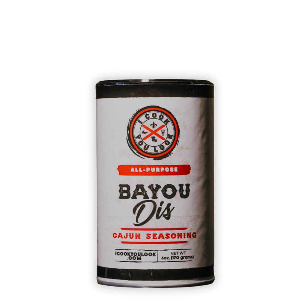 I Cook You Look Bayou Dis Cajun Seasoning, bold all-purpose spice blend packed with Cajun flavor, perfect for meat, seafood, and everyday cooking.