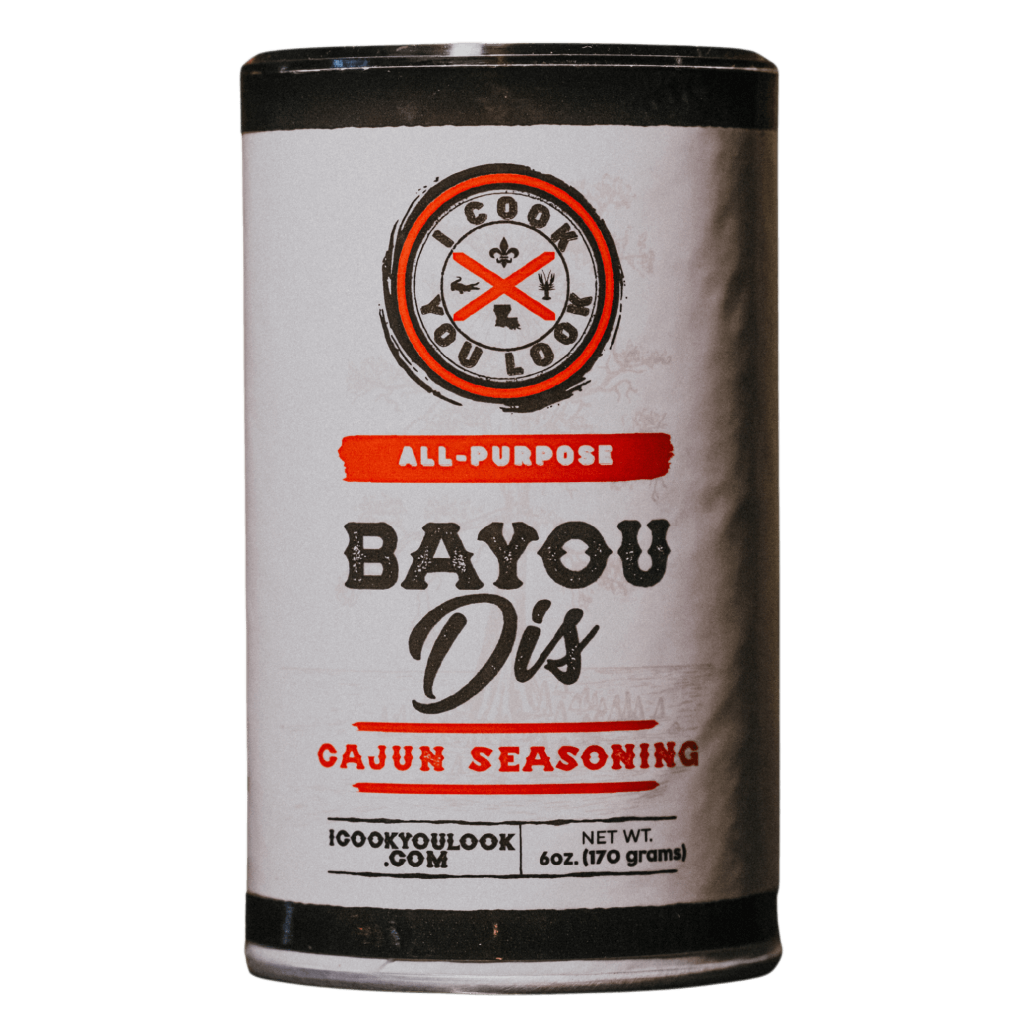 I Cook You Look Bayou Dis Cajun Seasoning, bold all-purpose spice blend packed with Cajun flavor, perfect for meat, seafood, and everyday cooking.