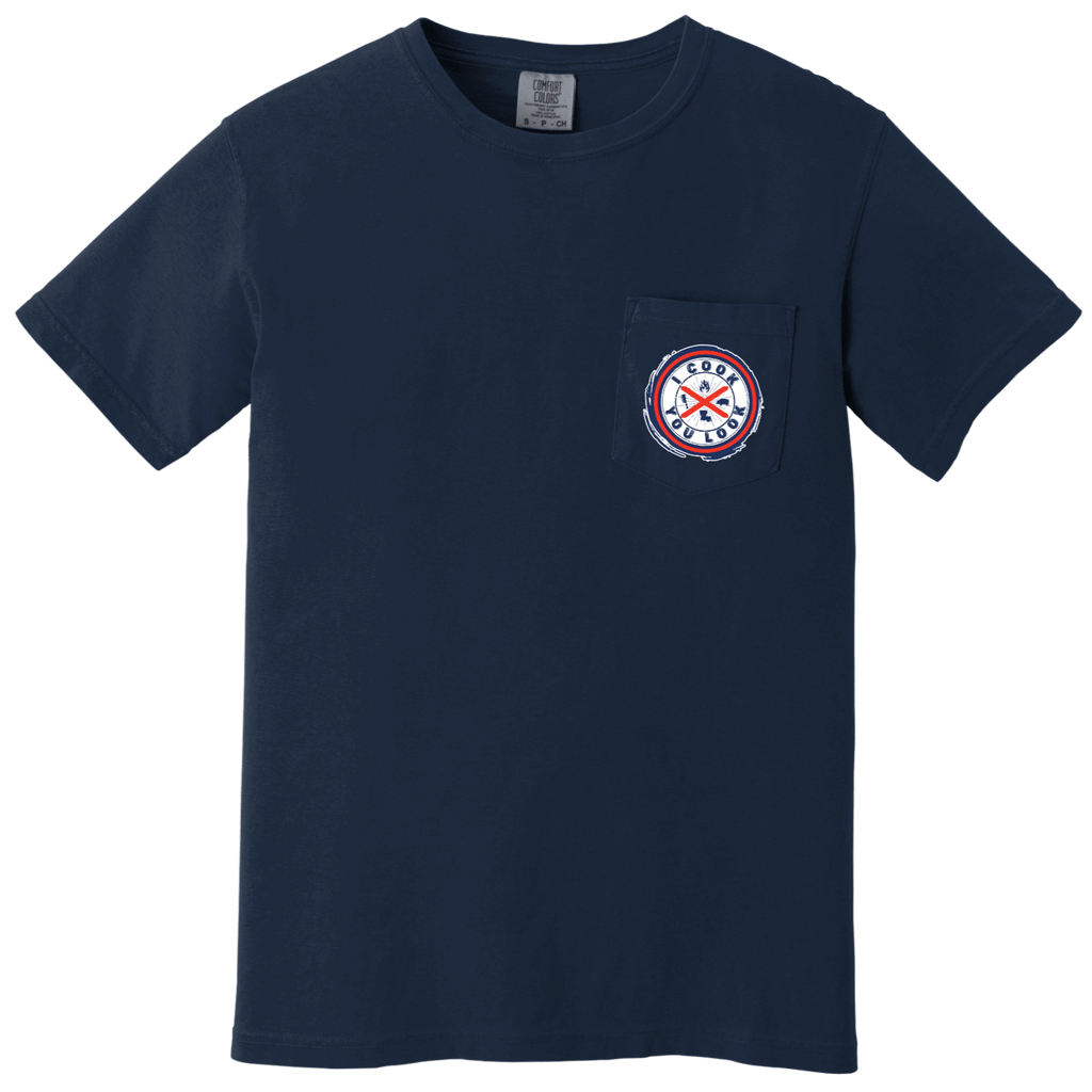 I Cook You Look Pocket T-Shirt – Fire Up the Grill - Merchandise | My Store