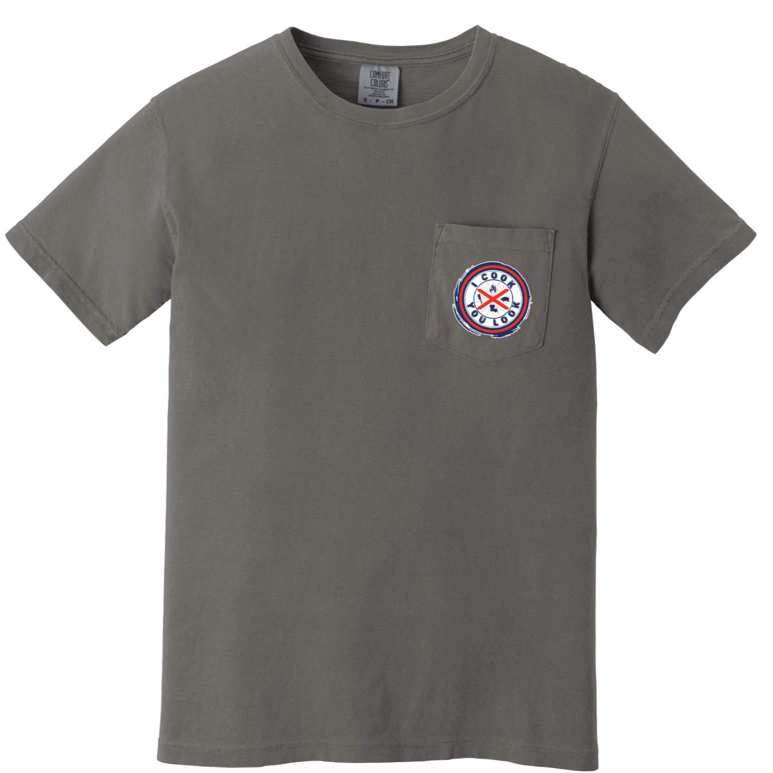 I Cook You Look Pocket T-Shirt – Fire Up the Grill - Merchandise | My Store