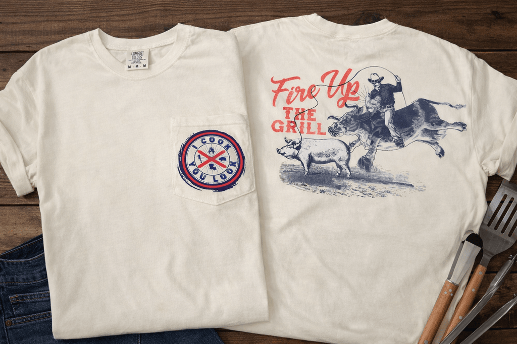 ICYL “Fire Up The Grill” Pocket T-Shirt - Merchandise | I Cook You Look